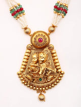 Radha Krishna Fluted Brass Necklace and Earrings Set