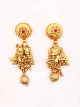 Radha Krishna Fluted Brass Necklace and Earrings Set