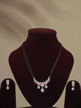 Double Strand Stone Studded Brass Mangalsutra and Earrings Set