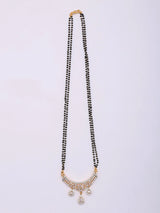 Double Strand Stone Studded Brass Mangalsutra and Earrings Set
