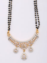 Double Strand Stone Studded Brass Mangalsutra and Earrings Set