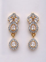 Double Strand Stone Studded Brass Mangalsutra and Earrings Set