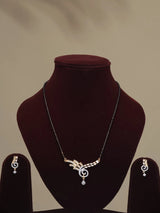 Stone Studded Brass Mangalsutra Set with Earrings