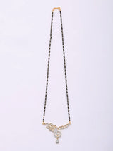 Stone Studded Brass Mangalsutra Set with Earrings