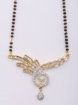 Stone Studded Brass Mangalsutra Set with Earrings