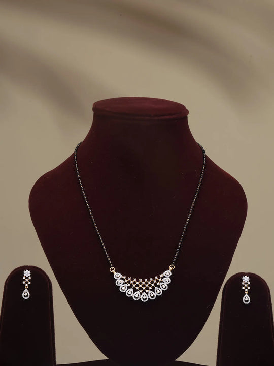 Half Moon Brass Mangalsutra Set with Earrings