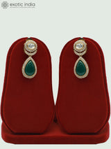 Sea Green Kundan Floral Leaf Moissanite Earrings Set