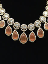 Sea Green Kundan Floral Leaf Moissanite Earrings Set