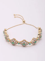 Emerald and White Topaz Floral Sterling Silver Wraparound Bracelet