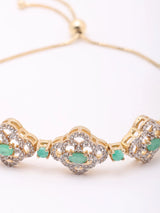 Emerald and White Topaz Floral Sterling Silver Wraparound Bracelet