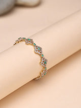 Emerald and White Topaz Floral Sterling Silver Wraparound Bracelet
