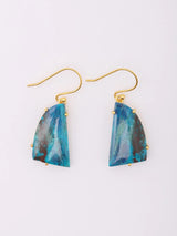Chrysocolla Gold Plated Sterling Silver Hook Earrings