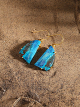 Chrysocolla Gold Plated Sterling Silver Hook Earrings