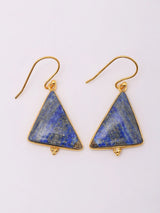 Lapis Lazuli Triangular Gold Plated Sterling Silver Hook Earrings
