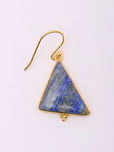 Lapis Lazuli Triangular Gold Plated Sterling Silver Hook Earrings