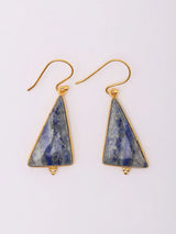Lapis Lazuli Triangular Gold Plated Sterling Silver Hook Earrings