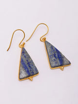 Lapis Lazuli Triangular Gold Plated Sterling Silver Hook Earrings