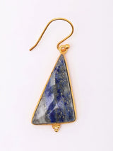 Lapis Lazuli Triangular Gold Plated Sterling Silver Hook Earrings