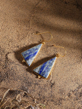 Lapis Lazuli Triangular Gold Plated Sterling Silver Hook Earrings