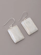Rectangle Cut Rainbow Moonstone Sterling Silver Earrings