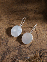 Oval Mother of Pearl Sterling Silver Hook Earrings
