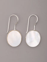Oval Mother of Pearl Sterling Silver Hook Earrings