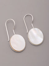 Oval Mother of Pearl Sterling Silver Hook Earrings