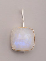 Faceted Square Moonstone Sterling Silver Earrings