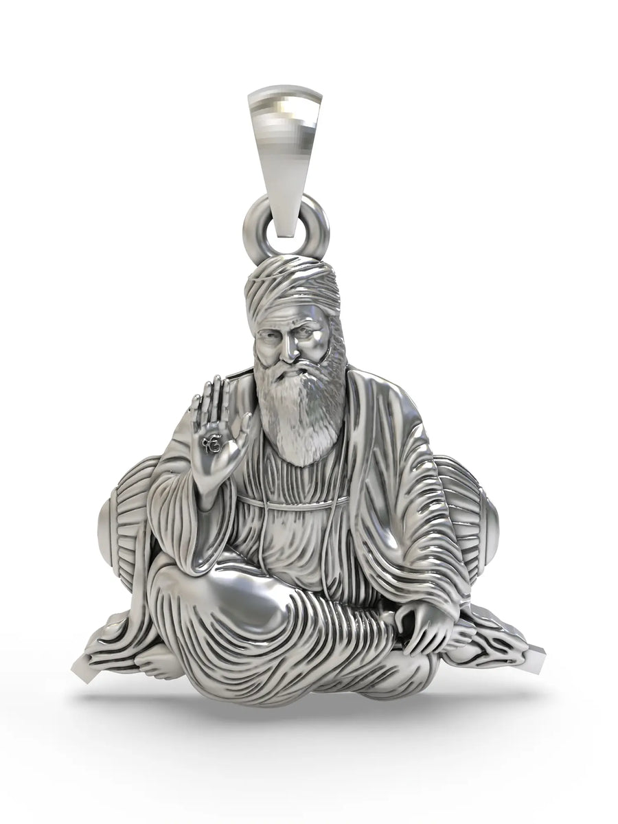 Shri Guru Nanak Devotional Sterling Silver Pendant