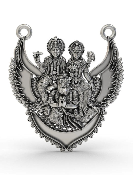Vishnu Lakshmi on Garuda Sterling Silver Pendant