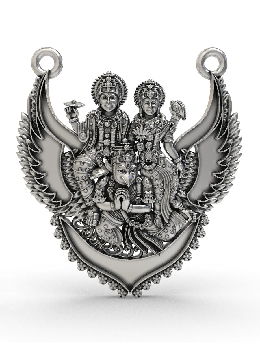 Vishnu Lakshmi on Garuda Sterling Silver Pendant