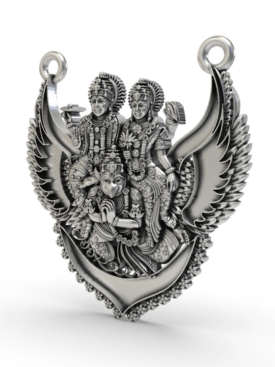 Vishnu Lakshmi on Garuda Sterling Silver Pendant