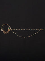 Vivah Beaded Chain Brass Nose Ring with Meenakari Bloom