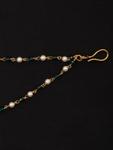 Vivah Beaded Chain Brass Nose Ring with Meenakari Bloom