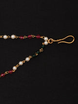 Vivah Beaded Chain Brass Nose Ring with Meenakari Bloom