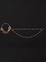 Vivah Beaded Chain Brass Nose Ring with Meenakari Bloom