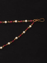 Vivah Beaded Chain Brass Nose Ring with Meenakari Bloom