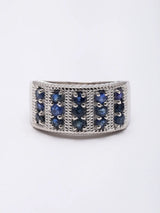 Faceted Blue Sapphire Sterling Silver Band Ring