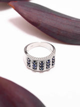Faceted Blue Sapphire Sterling Silver Band Ring