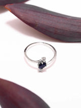 Blue Sapphire and Cubic Zirconia Sterling Silver Trilogy Ring