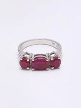Faceted Ruby Trilogy Sterling Silver Ring