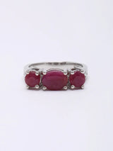 Faceted Ruby Trilogy Sterling Silver Ring