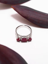 Faceted Ruby Trilogy Sterling Silver Ring