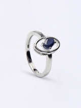 Faceted Blue Sapphire Oval Sterling Silver Ring