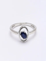 Faceted Blue Sapphire Oval Sterling Silver Ring