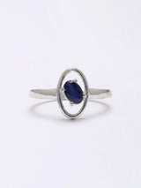 Faceted Blue Sapphire Oval Sterling Silver Ring