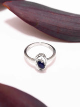 Faceted Blue Sapphire Oval Sterling Silver Ring