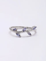 Tanzanite Leaf Cluster Sterling Silver Ring