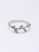 Tanzanite Leaf Cluster Sterling Silver Ring