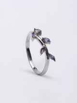 Tanzanite Leaf Cluster Sterling Silver Ring